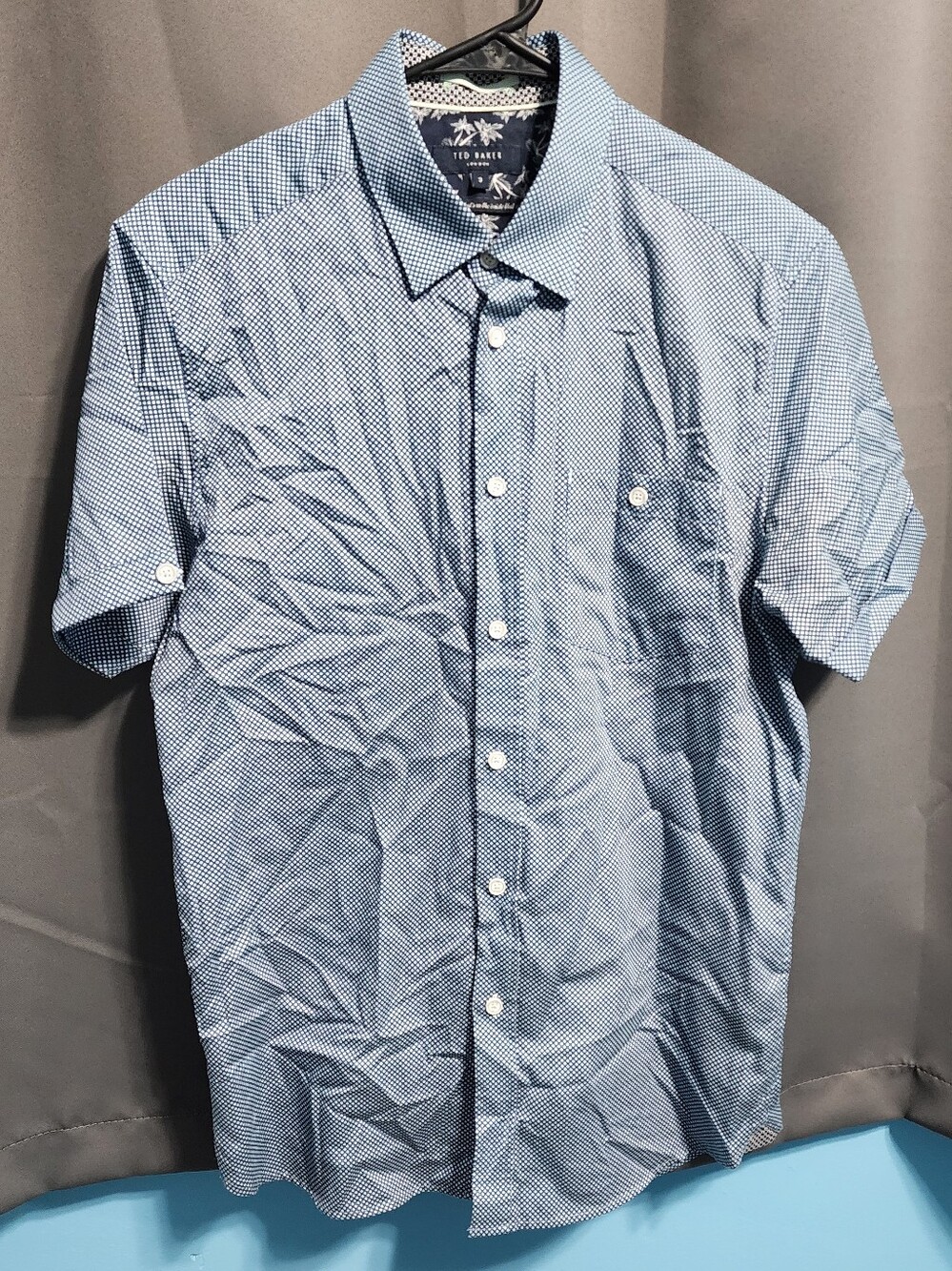 Ted Baker London Light Blue Micro Dot Short Sleeve Button-Down Shirt